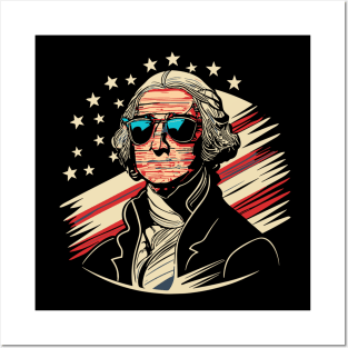 George Washington Funny July 4th American Flag Posters and Art